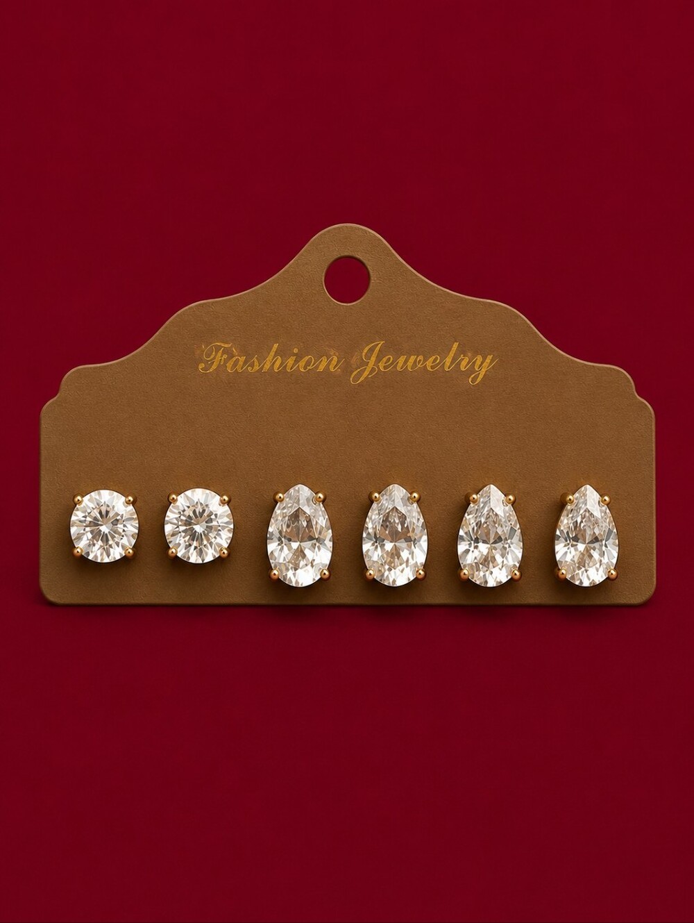 3/$30 VIESTE Crystal Round and Teardrop Post Earrings